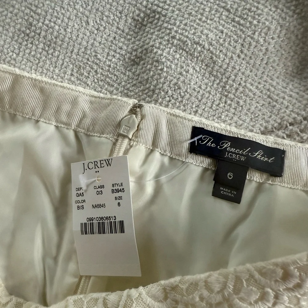 NWT J. Crew White and Black Lace Color Block Pencil Skirt